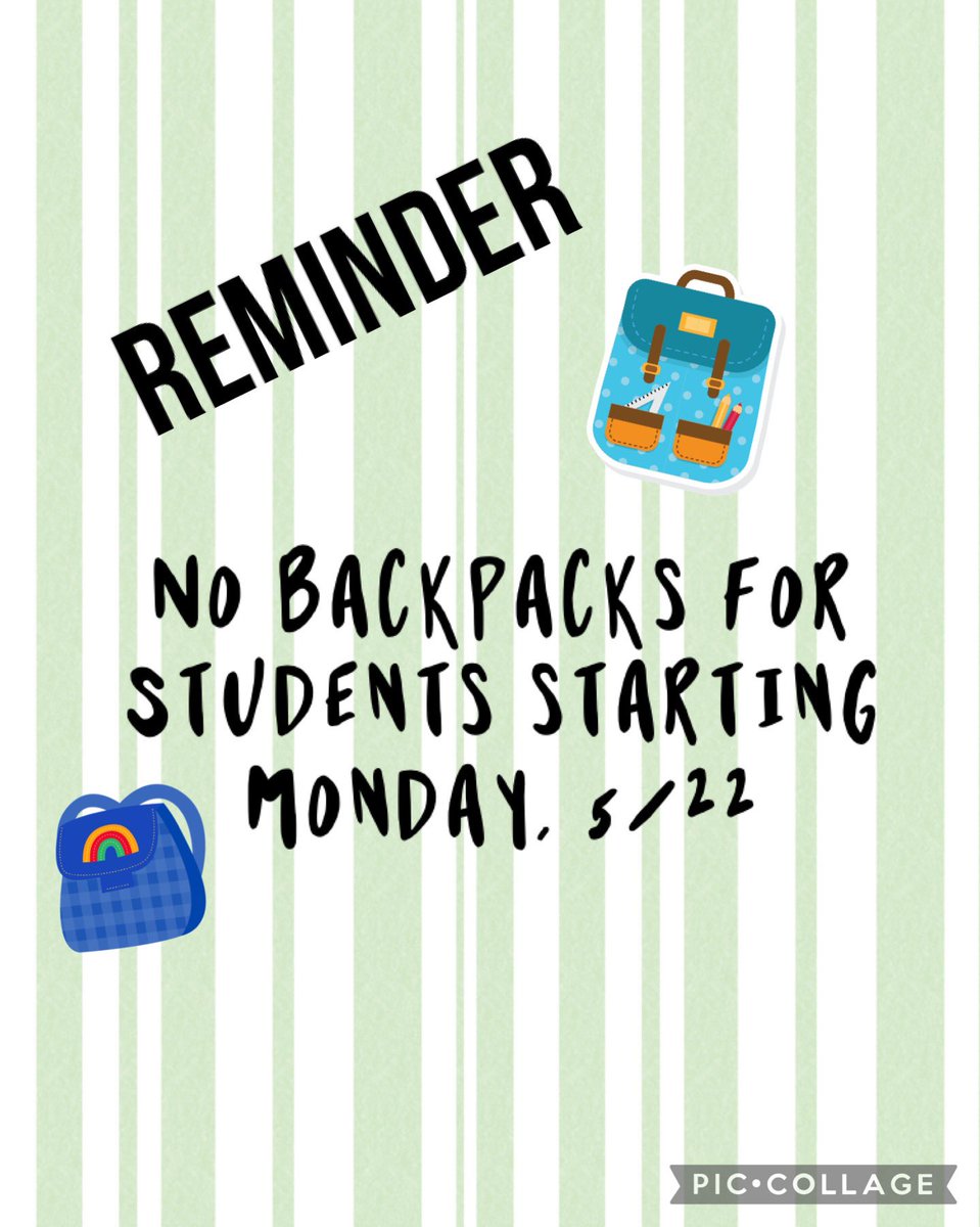 Reminder that no backpacks will be allowed at Krueger starting Monday until the end of the year. Students were reminded during lunches and on the morning announcements. #endofyear #krueger #Thefalconway #neisd @PRINCIPALRUBIO <a href="/FalconPTA/">Krueger MS PTA</a>