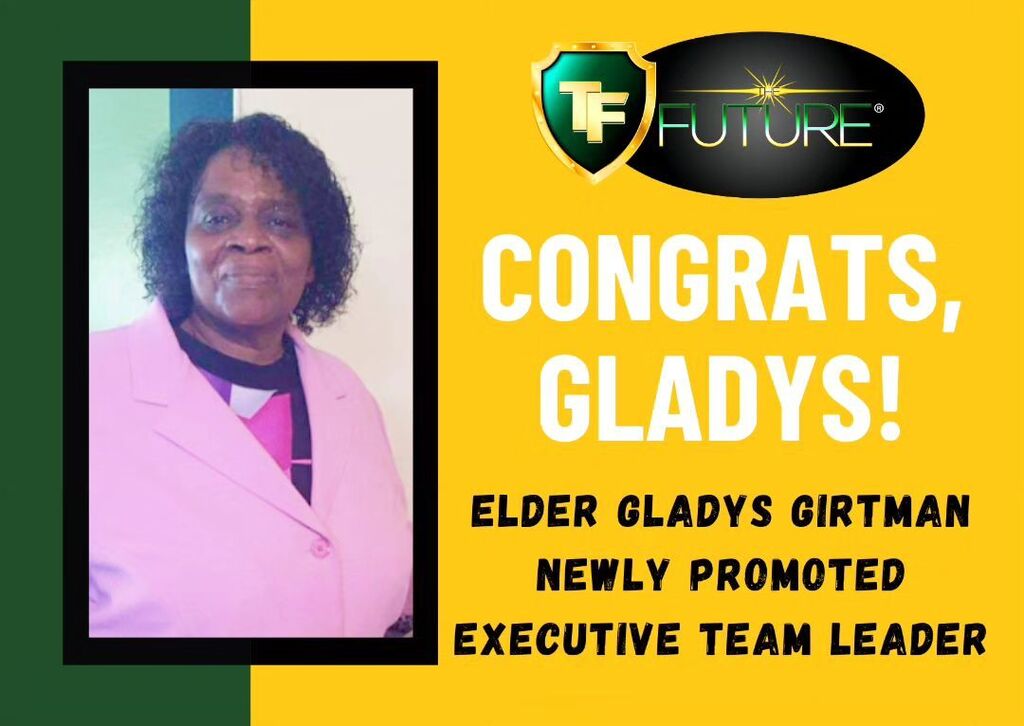 THEFUTUREHWCF's tweet photo. Congratulations Elder Gladys Girtman on being promoted to the positions of Executive Team Leader!! #THEFUTURE #HWCF https://t.co/4CzA4vZNfr https://t.co/yu3wFUdc32