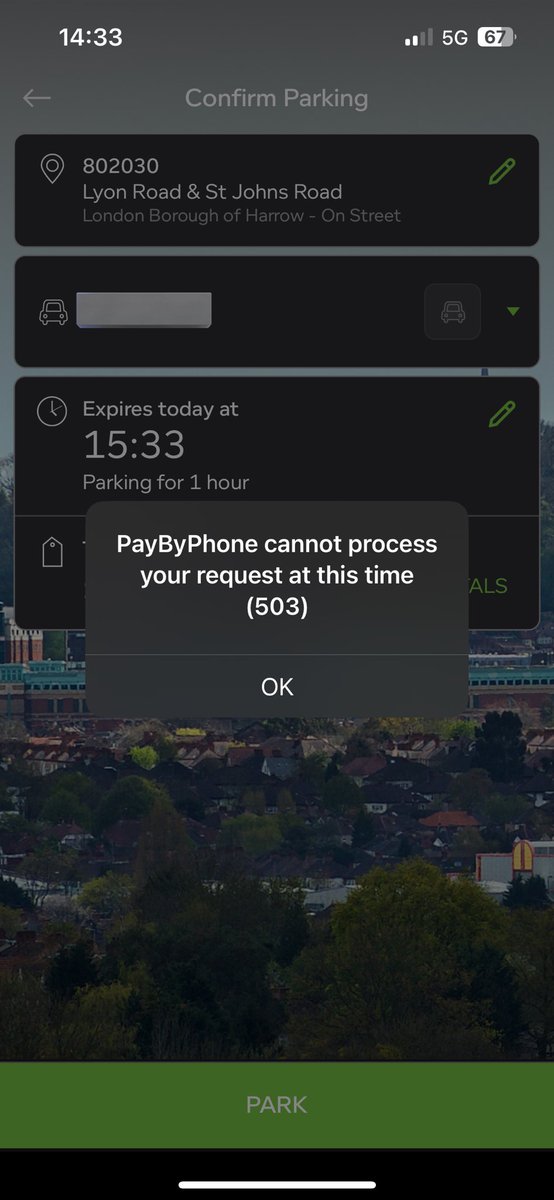 manlikedano's tweet photo. @PayByPhone_UK are your systems down? Trying to park and I’m getting error messages on the app and calling the number I get an auto message saying there has been an application error and it hangs up! https://t.co/DYdcldvOnH