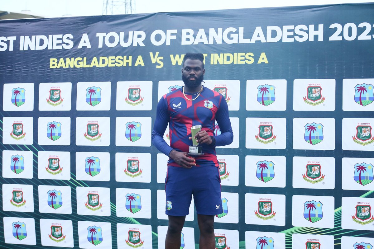 AbdullahNadim2's tweet photo. BCBtigers: West Indies A tour of Bangladesh 2023
Bangladesh A vs West Indies A

1st Four-Day Match | Match Drawn

Player of the Match
Jair McAllister (West Indies A)

For Match Update: https://t.co/Yu9T5rJ6bS

#BCB | #Cricket https://t.co/3hnpI5G8AK