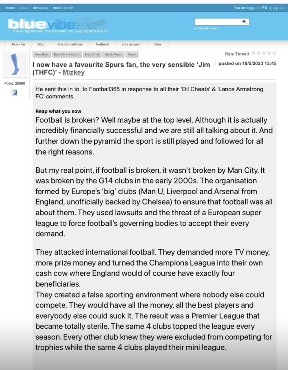 clivetysoe's tweet image. This is ironically written by a Spurs fan but he nailed it …….WELL WORTH THE READ!!! 🩵👕🩵