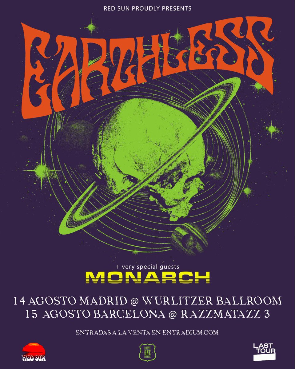 Stoked to announce 2 Spanish headline shows in August in Madrid and Barcelona! Tickets are on sale now. 🚀✈️🤘🏽💥⏰🎸🇪🇸 14 Aug - Madrid at @wurlitzerballro 👉🏽entradium.com/events/earthle… 15 Aug - Barcelona at @RazzmatazzClubs 3 👉🏽entradium.com/events/earthle… #earthless #spain #ontour