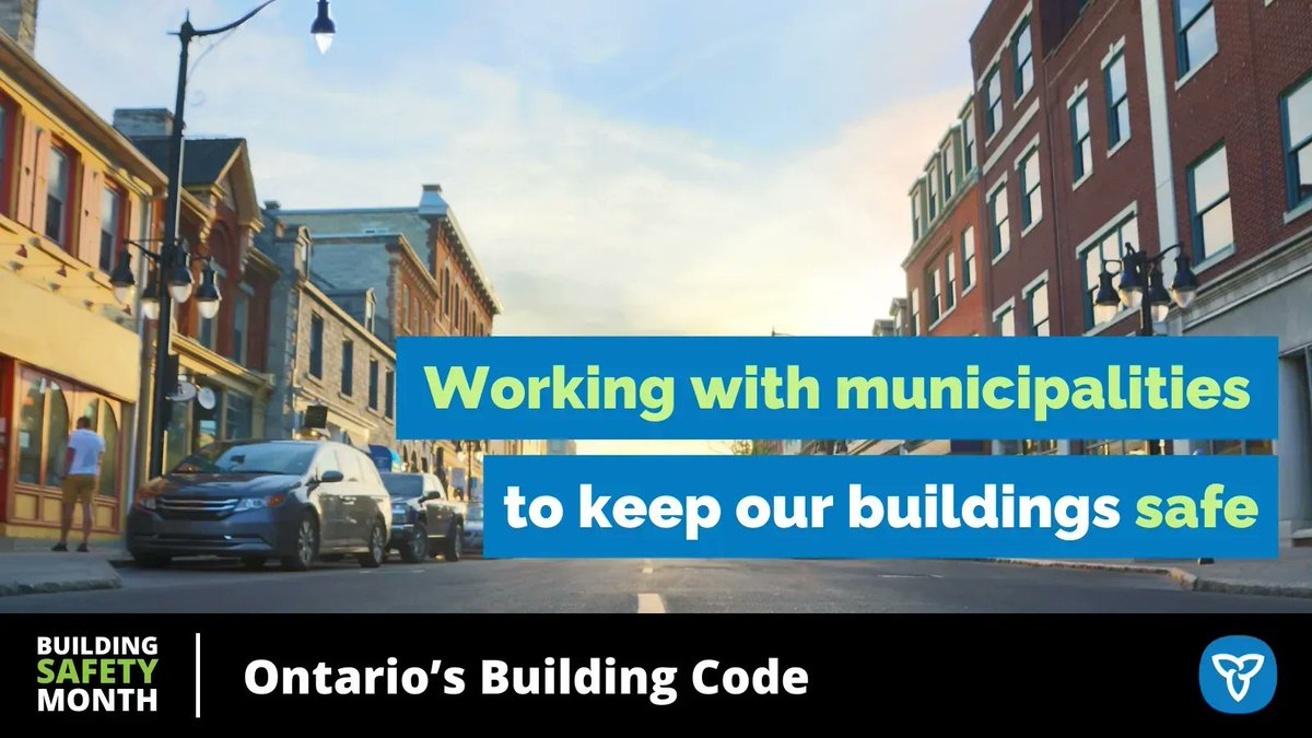 ONmunicipal's tweet image. Ontario works in tandem with municipalities to make sure our buildings are safe. The provincial government writes and updates the Building Code, while municipalities are responsible for enforcing it. ontario.ca/page/regulator… 
#BuildingCodeMatters #BuildingSafetyMonth