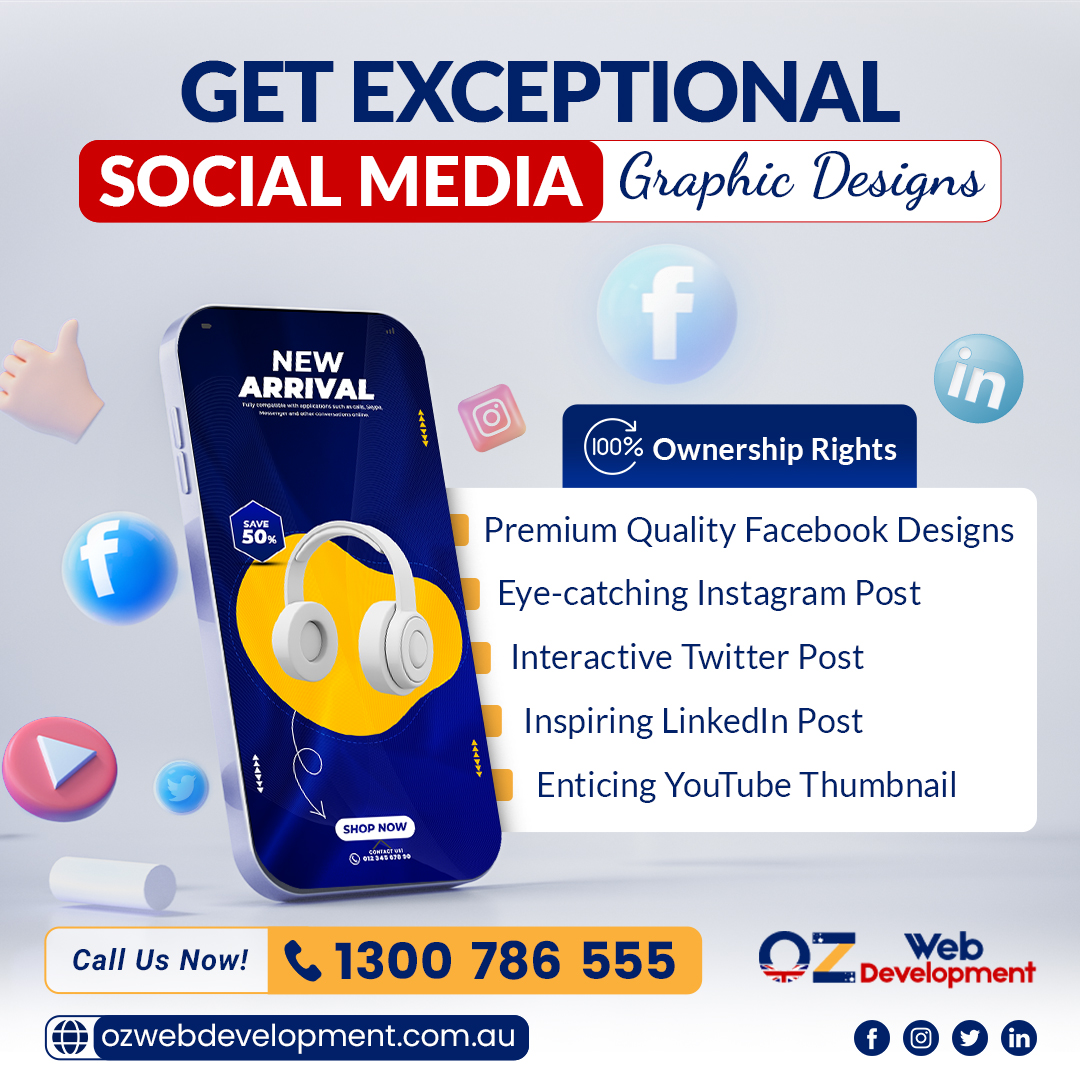 ozwebdev's tweet image. With creative and interactive graphic designs, you can engage more communities on social media platforms for greater brand reach and awareness.
Visit Website: bit.ly/3Ov6jM5
#ozwebdevelopment #webdesign #graphicdesignservices #graphicdesigncompany #socialmedia