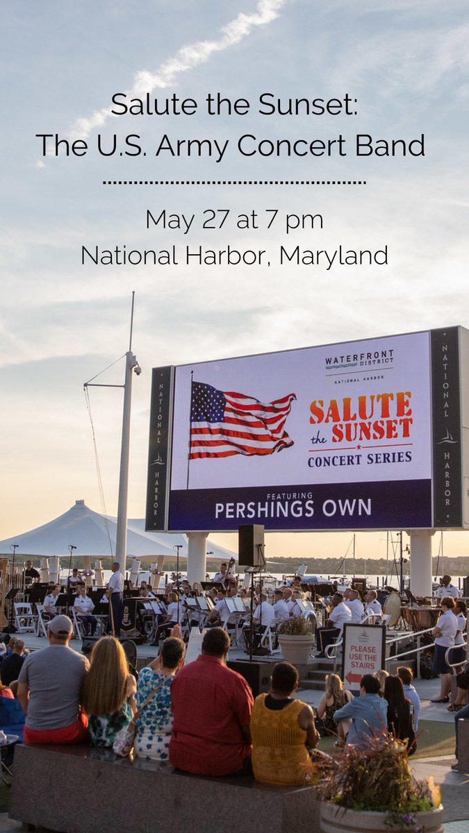theusarmyband's tweet image. Join us this holiday weekend in acknowledging the freedoms we enjoy thanks to the selfless service of those who paid the ultimate sacrifice. 🎖️🇺🇸

Free concert @NationalHarbor. #MemorialDay #FreeinDC #MyDCCool 

More info: usarmyband.com/events/salute-…