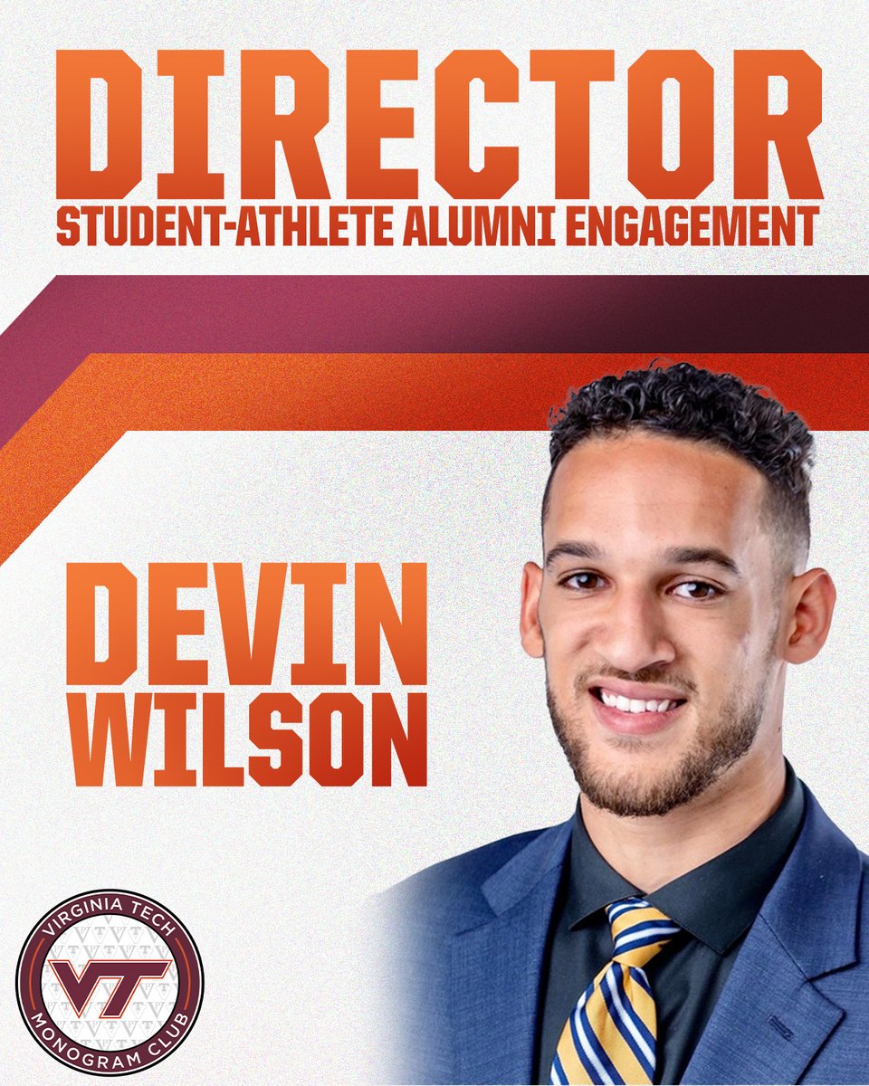 VTMonogramClub's tweet photo. Hokies, join us in welcoming @DevWil_XI (former student-athlete for @hokiesmbb and @hokiesfb) as the Monogram Club's director of student-athlete alumni engagement!

Read more --> https://t.co/HeXGKFchmG https://t.co/3rY0Vp2lNU