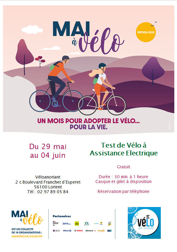🚴‍♂️ Mai à vélo ! Venez tester les vélos à assistance électrique de la boutique vélo de #Lorient Essais de 30 min à 1h
📱 Gratuit  sur réservation au 02 97 89 05 84
🗓️ du 29 mai au 4 juin
📍 Vélo an Oriant - 2B bd Franchet d'Espérey
lorient.bzh/boutiquevelo/
<a href="/Agoraservices56/">AGORA Services</a>