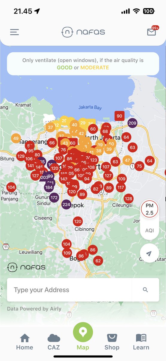 piotrj's tweet photo. EMPAT PULUH. KALI. DI ATAS. GUIDELINE WHO.

Belum malem2 banget &amp; polusi udara di Jakarta udah naik gila2 @nafasidn 

Coba lihat di TangSel - Serpong dan Pamulang dua2nya 40x di atas guideline paparan polusi PM2.5

Kebayang gak, seperti ngerokok 10 🚬🚬

Ada yang bisa kirim foto? https://t.co/nf3UJIHpnr