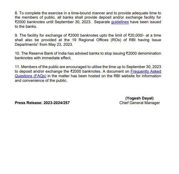 Another step by <a href="/RBI/">ReserveBankOfIndia</a> ,₹2,000 Denomination Banknotes withdrawn from circulation ,the notes will continue to be legal tender till September 30 . The outcome of such steps may be disastrous specially if the cost of printing is taken into account . #rbi #rbi #Constitution #economy