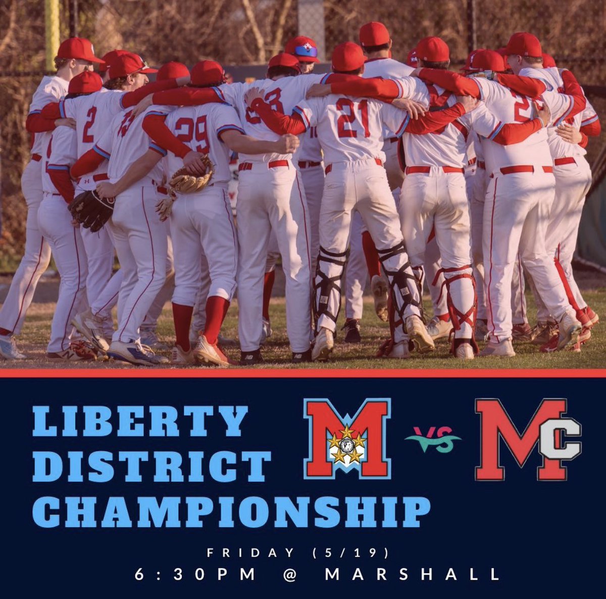 MStatesmenBsbl's tweet image. The Statesmen host @McLeanathletics tonight in the Liberty District Championship game! #MarshallPride @GCMsports1