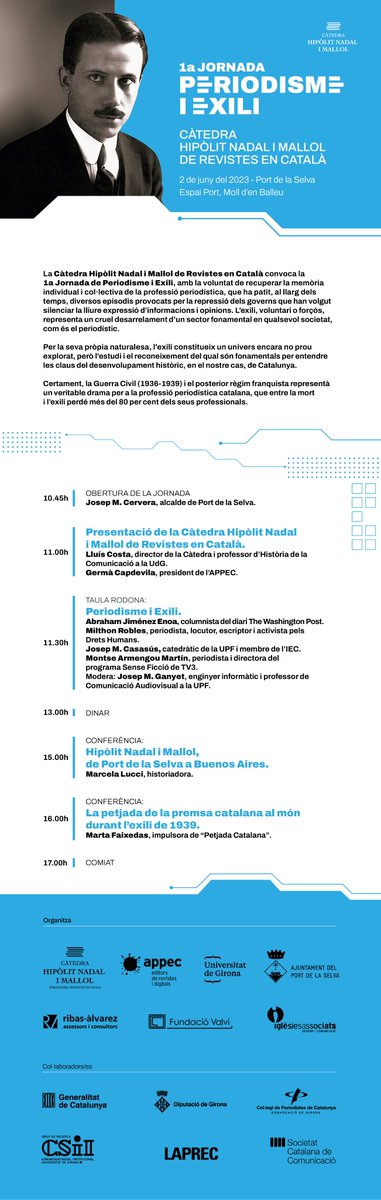 Lluís Costa (@costalluis) on Twitter photo El 2 juny 1a Jornada Periodisme i Exili de la Càtedra Hipòlit Nadal i Mallol de Revistes en Català <a href="/univgirona/">Universitat de Girona</a> <a href="/UdGLletres/">Facultat de Lletres UdG</a> <a href="/UdGFacTurisme/">Facultat de Turisme</a> <a href="/revistesAPPEC/">APPEC · Editors de Revistes i Digitals</a> <a href="/GrupRecercaCSII/">Comunicació Social i Institucional</a> 1r. acte públic d'una Càtedra que treballa per la recuperació de la memòria del món periodístic. Us hi esperem El 2 juny 1a Jornada Periodisme i Exili de la Càtedra Hipòlit Nadal i Mallol de Revistes en Català <a href="/univgirona/">Universitat de Girona</a> <a href="/UdGLletres/">Facultat de Lletres UdG</a> <a href="/UdGFacTurisme/">Facultat de Turisme</a> <a href="/revistesAPPEC/">APPEC · Editors de Revistes i Digitals</a> <a href="/GrupRecercaCSII/">Comunicació Social i Institucional</a> 1r. acte públic d'una Càtedra que treballa per la recuperació de la memòria del món periodístic. Us hi esperem