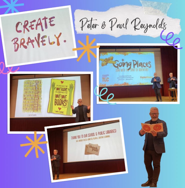Got a front row seat for @peterhreynolds & @FablePaul’s keynote at #LHRICtechexpo @LHRICit!!! 

Thank you for starting us off with this powerful message: #CreateBravely! 

Such a treat to hear these #WombMates speak & hear Peter read #TheDot! 💕💕