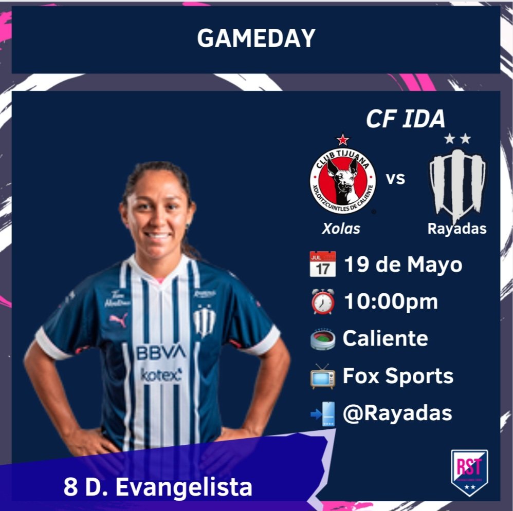 RayadasST's tweet photo. GAMEDAY 📅⚽️
Hoy hay futbol, hoy juegan las Rayadas 🇫🇮

Vamos paso a paso, vamos por el triunfo, vamos #Rayadas 

CUARTOS DE FINAL IDA
@XolosFemenil vs #Rayadas
📅 19 de mayo
⏰ 10:00pm (TC)
🏟 Caliente 
📺 @FOXSportsMX
📲 @Rayadas

#VamosPorMas 🤜🤛 
#ArribaElMonterrey 🇫🇮 https://t.co/mJGc8dENzX