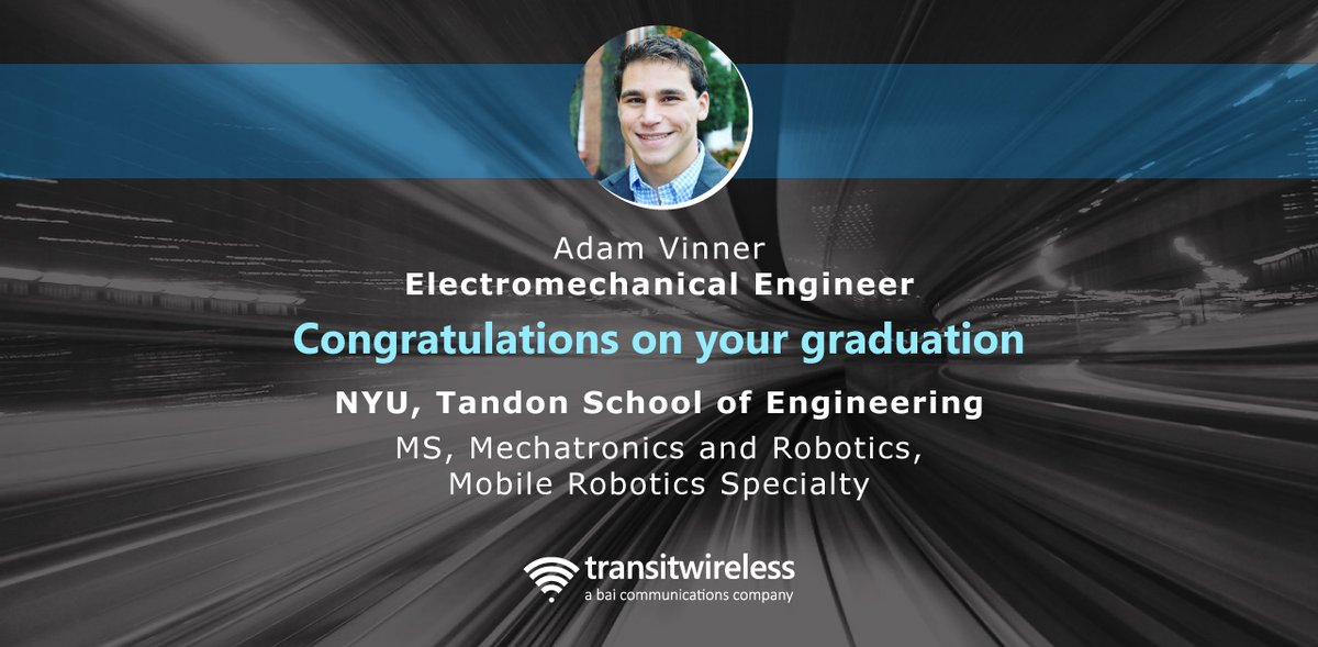 This week, Adam Vinner, a member of our engineering team, graduated with a MS in Mechatronics &amp; Robotics from <a href="/nyutandon/">NYU Tandon</a>!

Congrats, Adam! 

Our engineers design the network that keeps #NYers connected underground. Want to work alongside them? Click here: lnkd.in/eNbikhP.