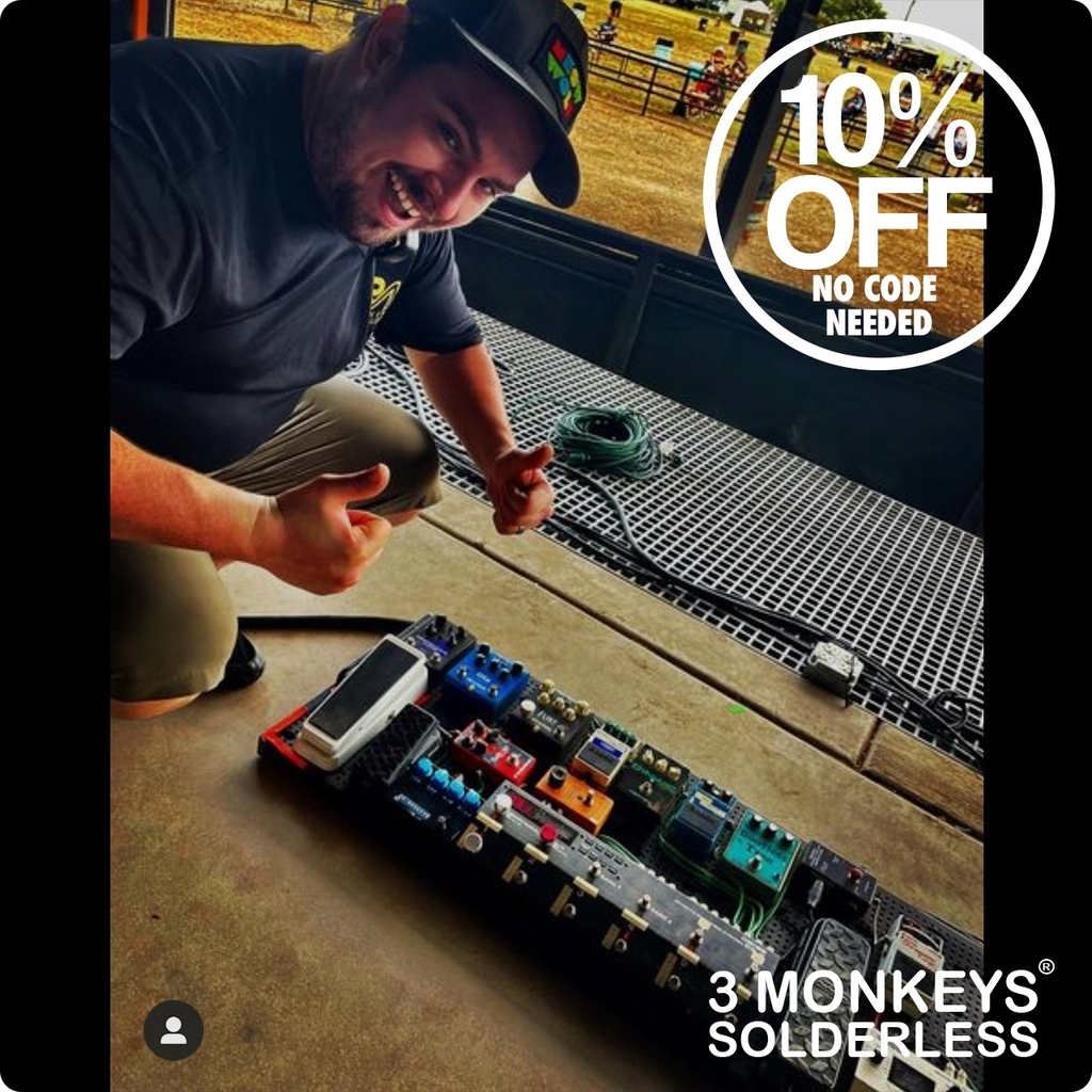 10% OFF NOW!!⁠
------------------------------⁠
#3monkeysamps #pedalboardsetups #geartalk #gottone #pedals #cleancabling  #pedalboards #pedalboard #guitareffects #gearnerds #knowyourtone #guitarfx #pedalsandeffects #solderless #gearybusey #tonefordays… instagr.am/p/CsbUHG1sss2/