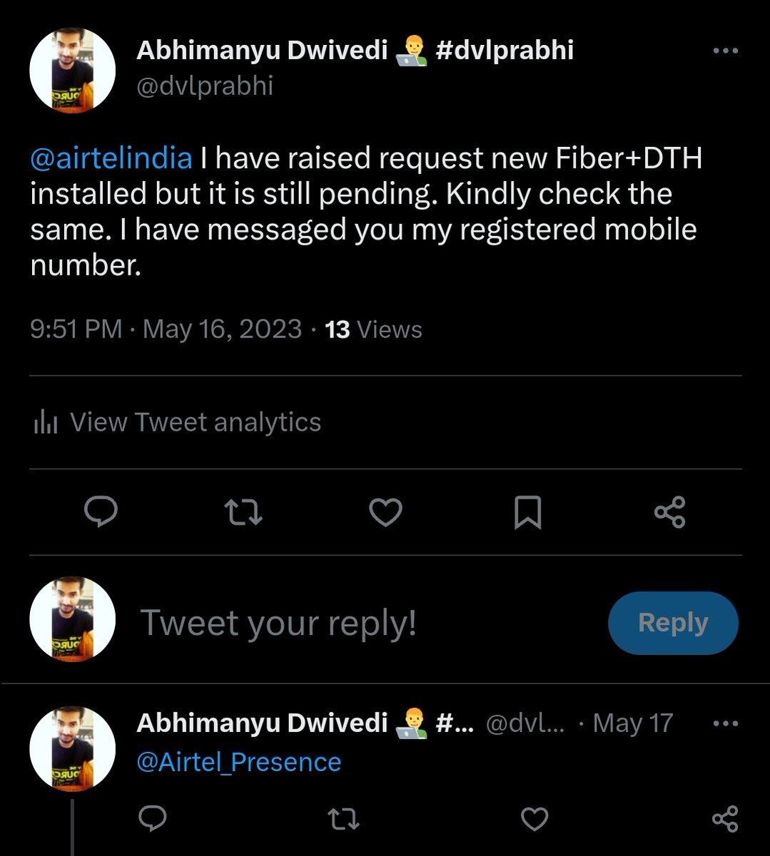 dvlprabhi's tweet photo. Atleast a reply @Airtel_Presence ???? https://t.co/PU0T2KqfBq