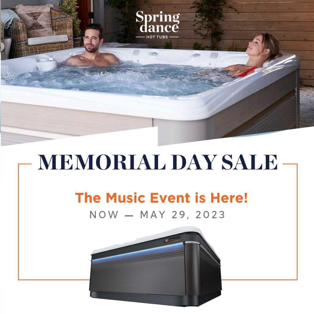 Is your backyard ready for entertaining all summer long?! Get a great deal on the hot tub you've always wanted during our Memorial Day Sale, going on now through May 29th. We have hot tubs in stock and ready for delivery!

springdancehottubs.com/memorialday