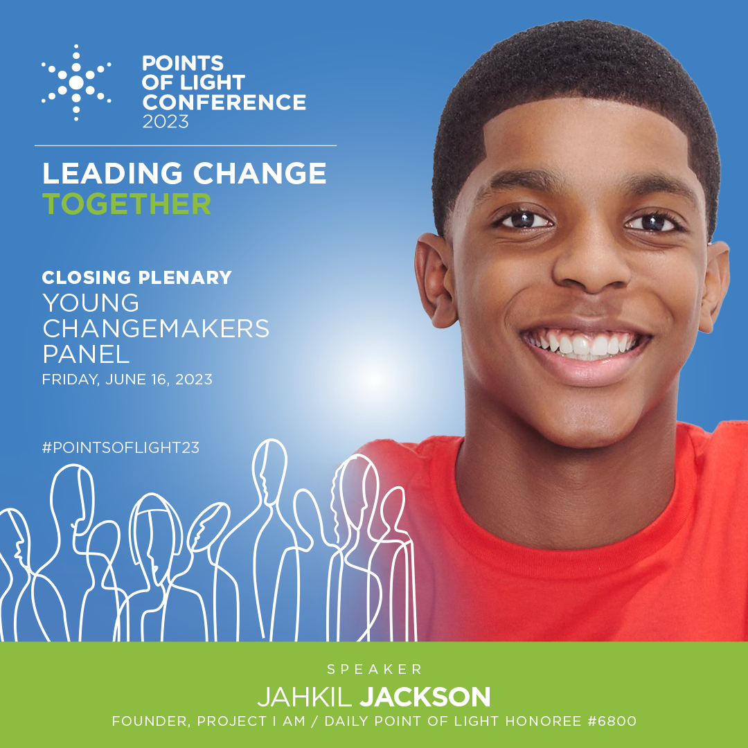 We are thrilled to welcome @JahkilJackson,  a 2-time best-selling author, #DailyPointofLight honoree, youth philanthropist, social entrepreneur and founder of @Projectiam_, to the #PointsofLight23 Conference Closing Plenary Young Changemakers Panel: fal.cn/3ynSZ