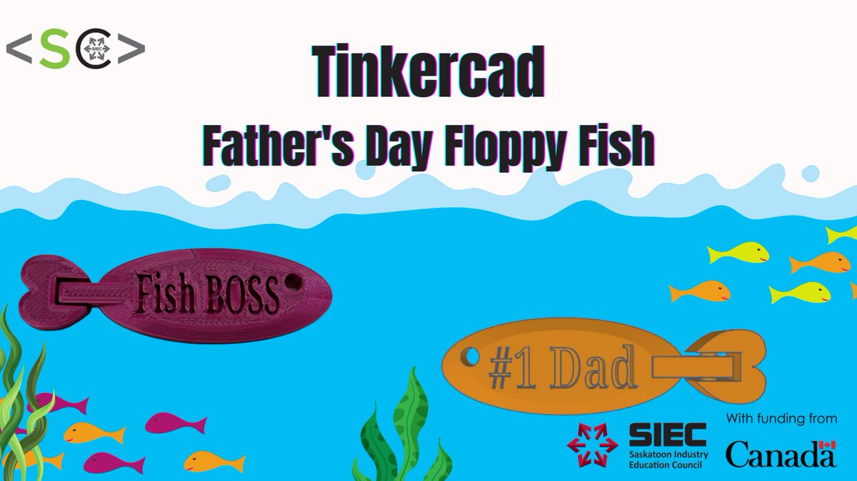 SaskCode's tweet image. 🎉 Teachers! 📣 Exciting news for Father's Day! 🐠🎁 Our intermediate-advanced Tinkercad project, Floppy Fish, is here! 🌟 Challenge your Ss to design an articulated fish using #Tinkercad. 🖥️🔧 Send us your files. 🐟🖨️ Let the creativity swim! 🌊 #STEMeducation #SaskCode #EdTech