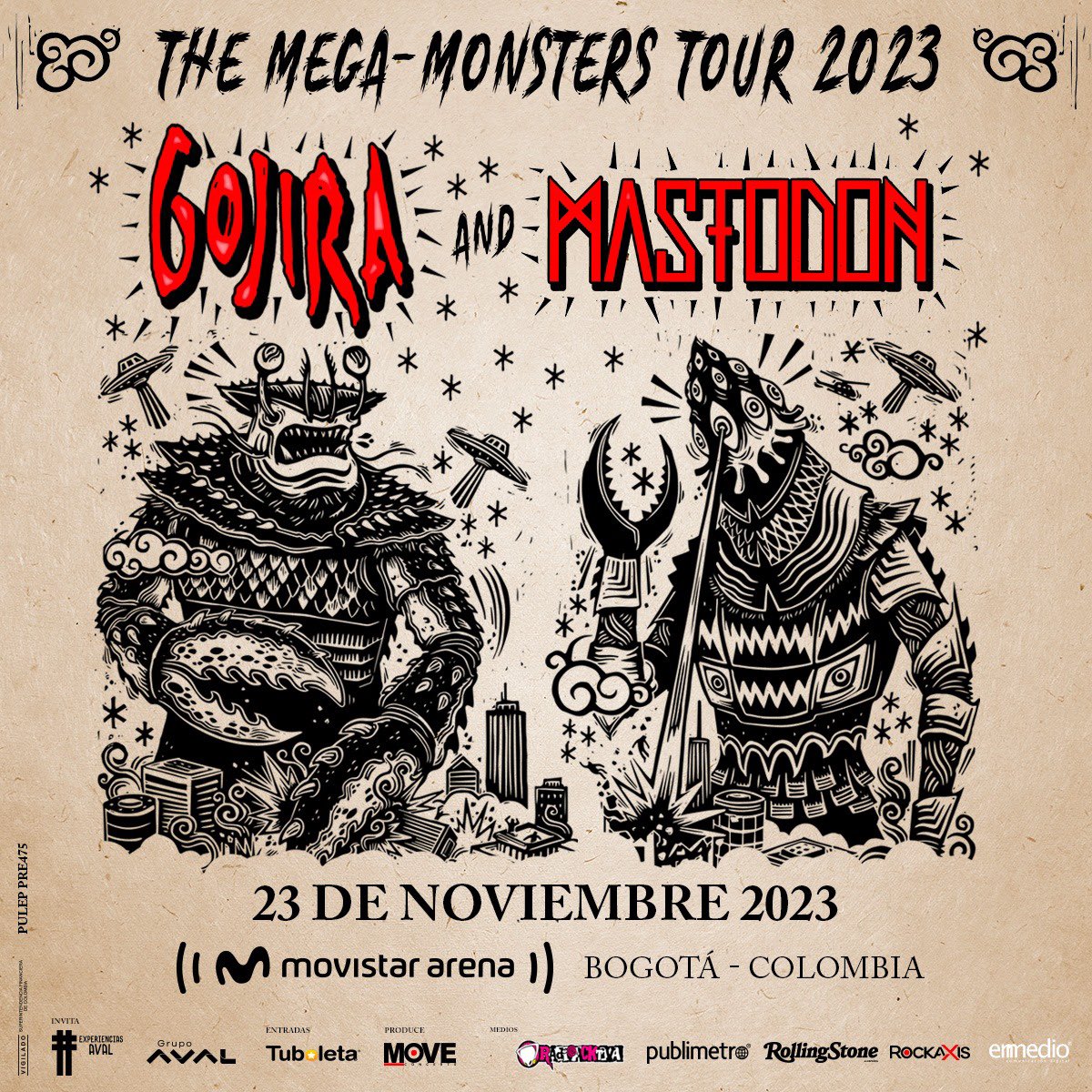 moveconcertsco's tweet photo. ¡Gojira y Mastodon en Colombia! The Mega Monster Tour se realizará el 23 de noviembre en el Movistar Arena 🎫 Compra tus entradas en preventa con @bancosval el 29 y 30 de mayo en https://t.co/920JX0GqOc desde las 9:00 am. 🤘🏽 Haz parte de la #MoveExperience https://t.co/Wc4E90ZHCQ