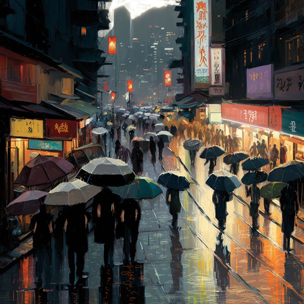 AllanLinder's tweet image. This piece is titled: Umbrella Parade. Digital painting, dynamic mixed media collage, giclée print on canvas. One of the Urban Downpour series.

#art #nyc #nftart #nftcommunity #nftcollector #artist #digitalart #gallery #artwork #visualartist #painting #exhibition