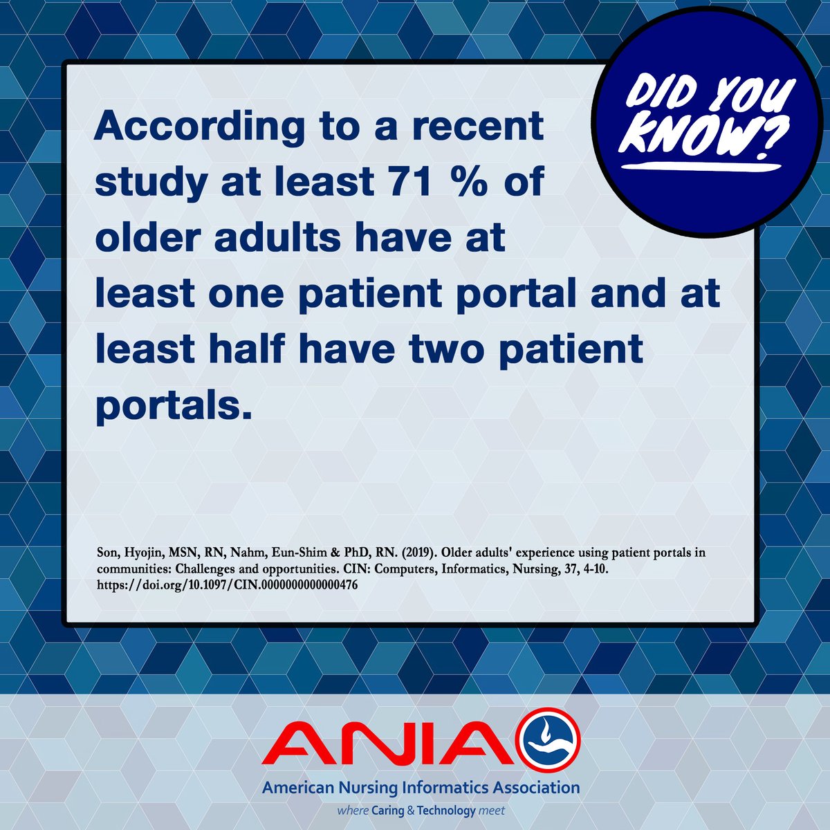 According to a recent study at least 71 % of older adults have at least one patient portal and at least half have two patient portals. #funfactsfriday #funfactfriday #factfriday #patientportal #olderadults