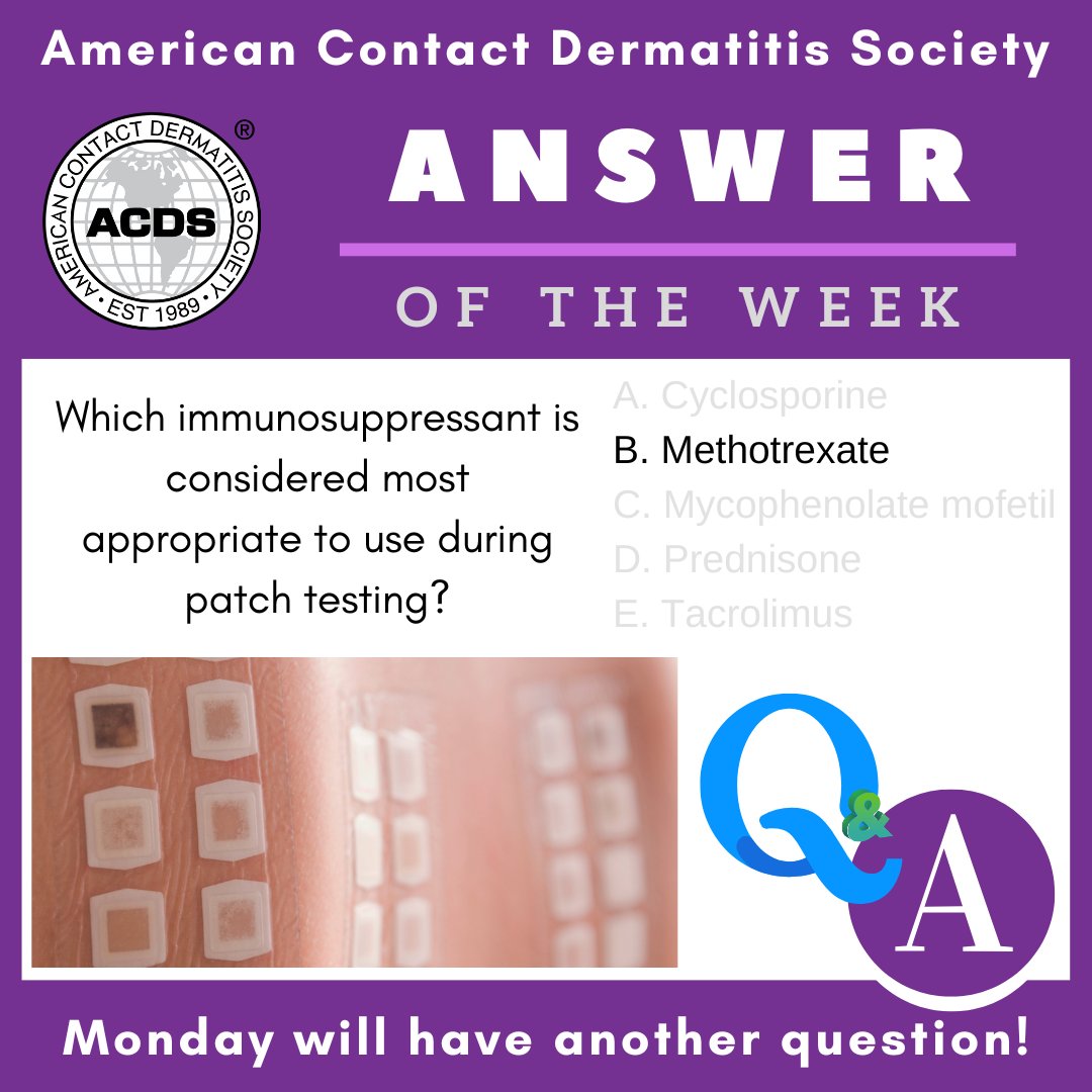 ACDS_Dermatitis's tweet photo. For more information, go to https://t.co/cLOPyMuLHO
#ACDS_Dermatitis #DermatitisJrnl #patchtesting #dermatitis #medtwitter #dermtwitter #aadmember #answeroftheweek https://t.co/WazJSaK6I4