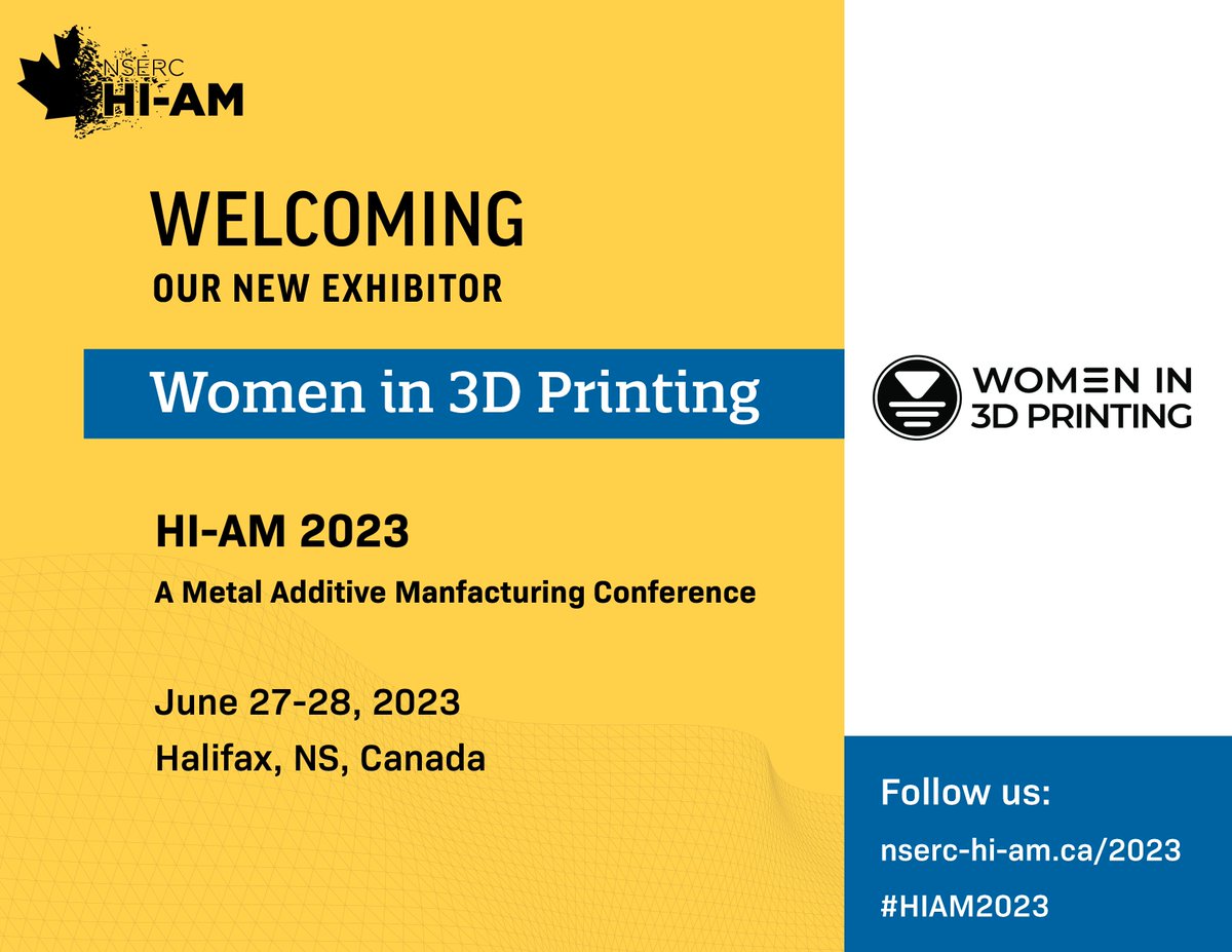 We have some incredible news to share!  @Wi3DP will be joining us as an exhibitor at #HIAM2023!
See the conference website for more information: lnkd.in/g9W8Scfe
#conference #exhibition #additivemanufacturing