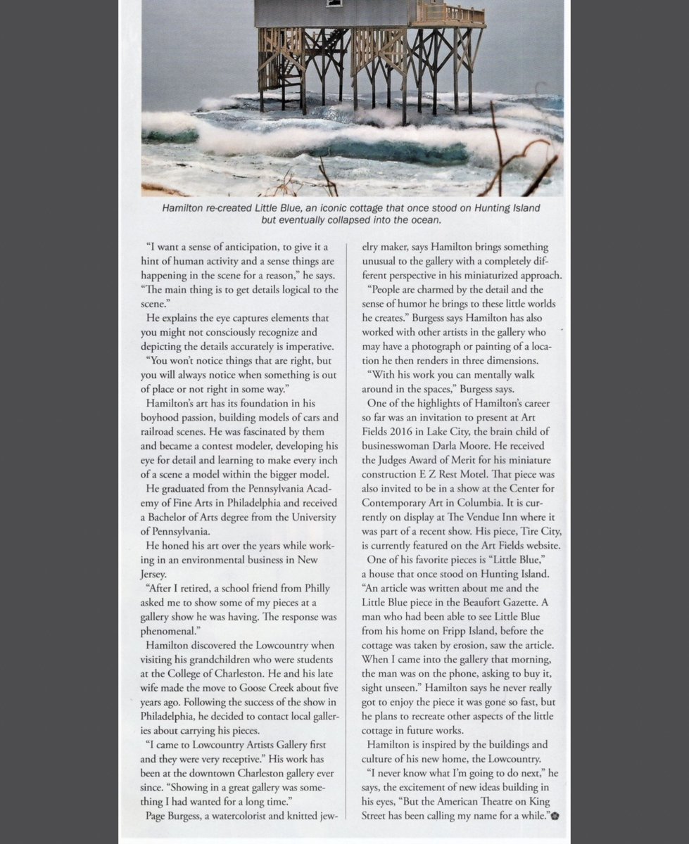 Check out this great article about Ken Hamilton in Lowcountry Magazine! His work is really all in the details… building big stories in tiny ways! We are so honored to be showing his fine art right now! It is a must-see… shop online 24/7: gallery222malvern.com/shop-may23