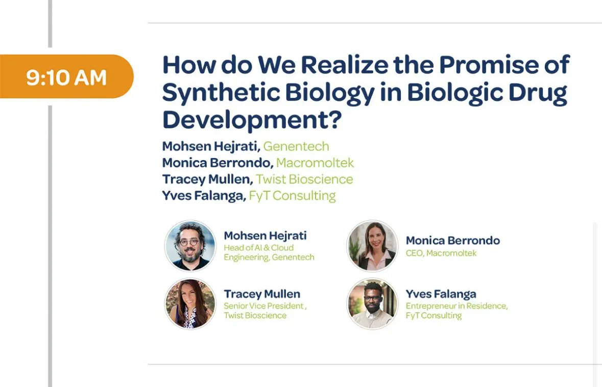 Don’t miss our very own Tracey Mullen next Wednesday at <a href="/SynBioBeta/">SynBioBeta</a> moderating a panel discussion on how we can enhance antibody discovery and development by leveraging advances in #syntheticbiology.
