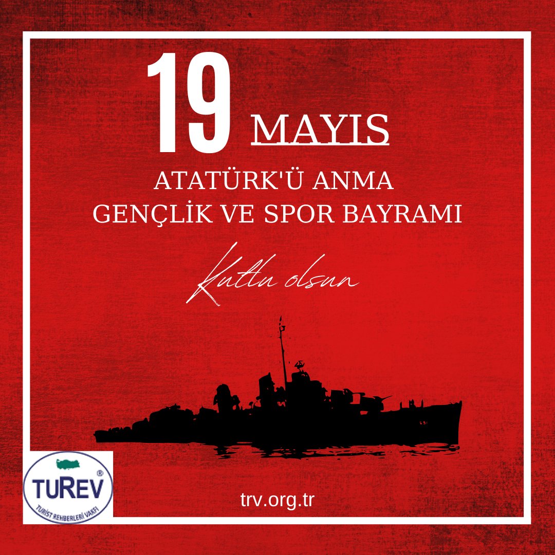 Başta Gazi Mustafa Kemal Atatürk ve silah arkadaşları olmak üzere bağımsızlığımızın temeli olan bu büyük bayramı bize armağan eden bütün Kurtuluş Savaşı kahramanlarını saygı ve minnet ile anıyoruz.19 Mayıs Atatürk'ü Anma,Gençlik ve Spor Bayramımız kutlu olsun! #Atatürk #turev
