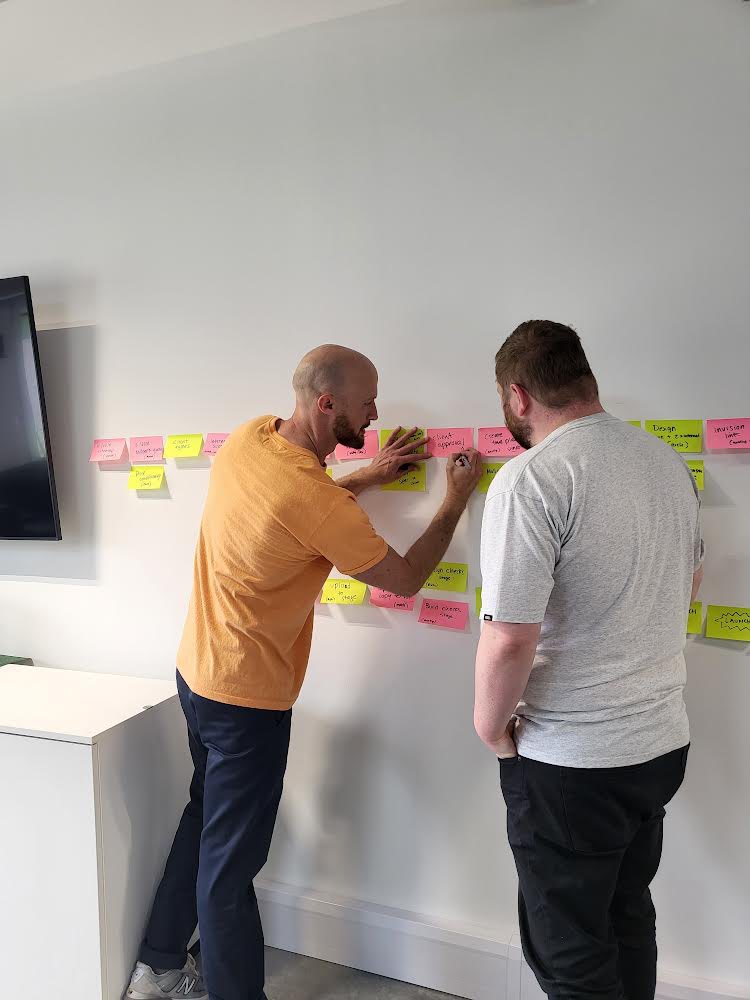 Our websites are brilliant, but even so it's worth stopping occasionally, and taking a look at how we go about our work. So we spent the morning doing just that with sticky notes, and in an increasingly random sequence of colours.

#productivefriday