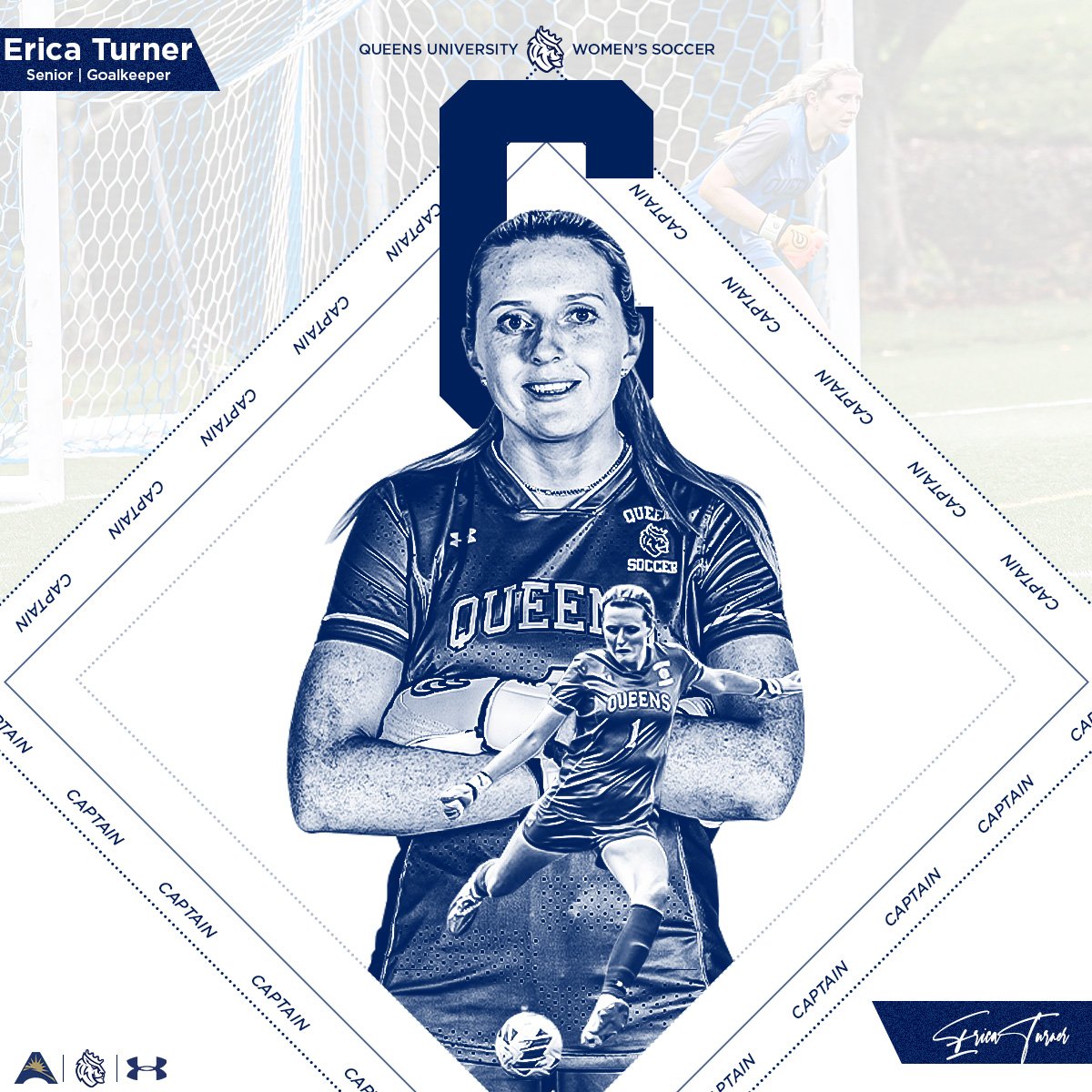 quwsoc's tweet photo. We are excited to announce Erica Turner as our 2023 Captain!

"Committed, Connected, Invested, Respectful, Loved" a few of the words used to describe @erica_turner01

Congrats &amp; TY for what you've given so far. Can't wait to see where you take us! 🦁👑⚽

#ForwardTogether https://t.co/aLB20Nbpaq