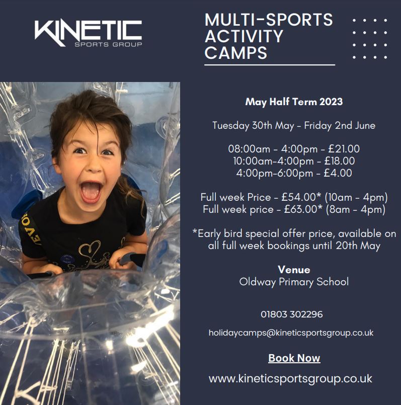 Kinetic multi-sports activity camps this May half term <a href="/OldwaySchool/">Oldway Primary School</a>