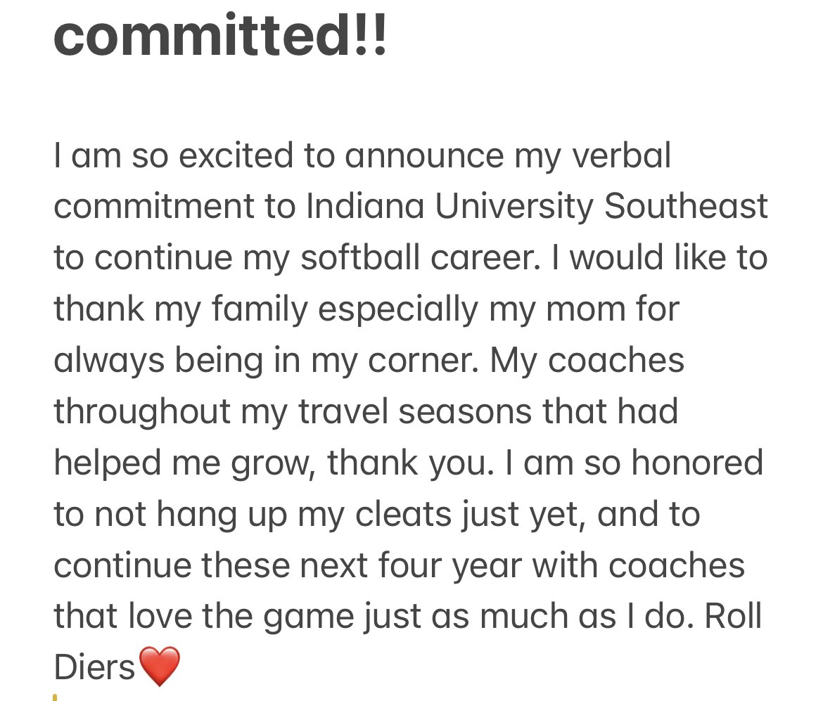 SofiaGuy70's tweet photo. I am committed!! Thank you to everyone who has supported me and my 13 years of playing the sport I love!! Go Grenadiers❤️@IUS_Softball @haley_book @Coach_Buck_2 @MarkLlo84231890 @Gators18u_Lloyd https://t.co/naV4hYKlRH