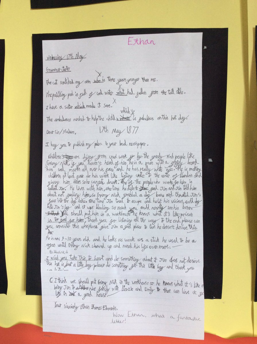 We have done some fantastic letters of complaint this week in 5 Boyle linking to our class novel ‘Street Child’ #doallyoucan @BerlieDoherty 📚