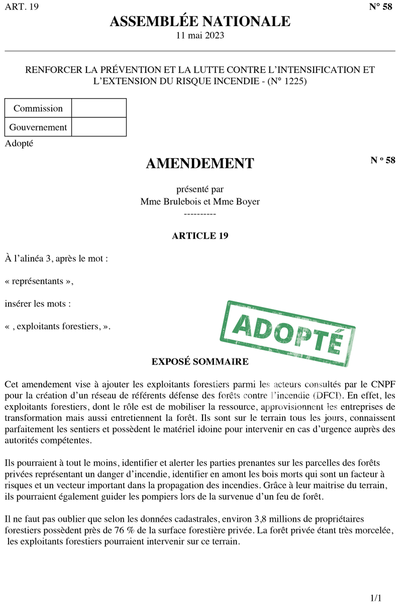 SEFBois's tweet photo. A l’ @AssembleeNat, dans le cadre de la PPL relative aux risques d’incendie, les exploitants-forestiers
sont désormais intégrés dans le dispositif de prévention des risques incendies.
Merci @dbrulebois @MFesneau @Agri_Gouv
#Bois #Forets #Foret #Incendies #Incendie #SEFB https://t.co/m2iTdLkiGX