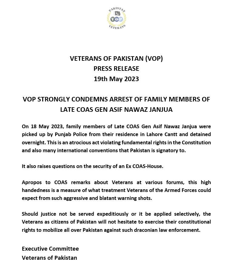 VoP_PESA's tweet photo. We strongly Condemns Arrest of Veterans Family https://t.co/ge1DwYBLFF