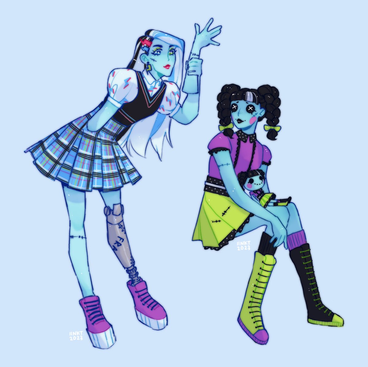 _iinkt's tweet image. frankie meets scraps!! monster twins :)

#monsterhigh #lalaloopsy #fanart