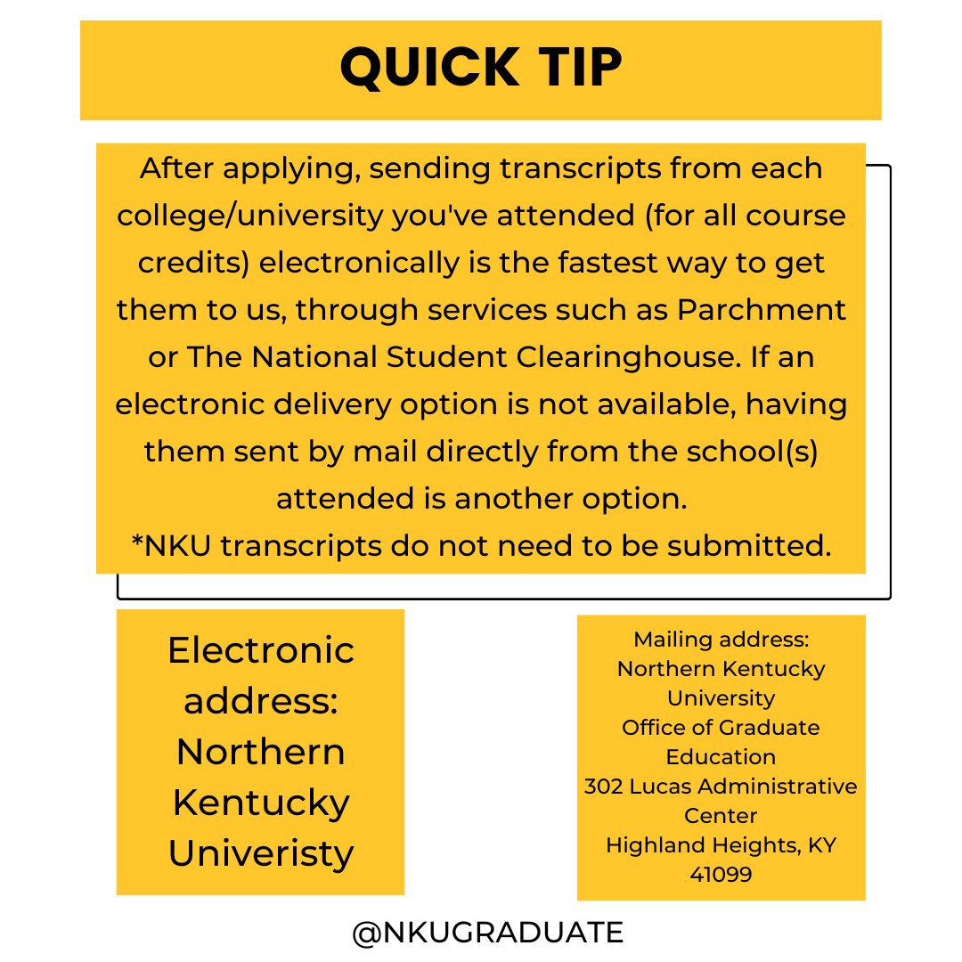 A little quick tip about sending transcripts — happy Friday! ✨ #nku #nkuedu #nkunorse #quicktip #norseup #nkuoge #nkugraduate
