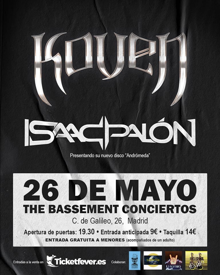 Presentación del EP "Andrómeda" de ISAAC PALÓN
youtube.com/watch?v=d1pwtv…

y el single "Kaizen" de KOVEN

menores de 18 años, entrada gratuita (con un adulto)!
 
Compra tu entrada por solo 9€ anticipada!
ticketfever.es/events/koven-i…