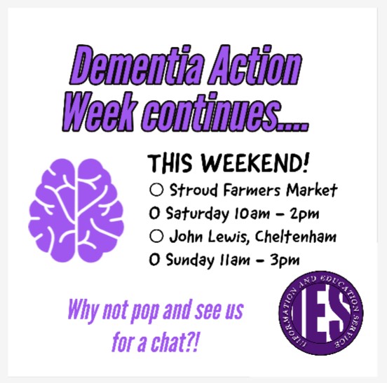 It's Friday, Dementia Action Week is not over, and opportunities for awareness raising and conversations continues with our collaborative stand being at @nursesteve82 @One_Glos @GlosHealthNHS @alzheimerssoc @MindsongGlos @AgeUKGlos @GCarersHub @DementiaUK @GlosCountyDAA