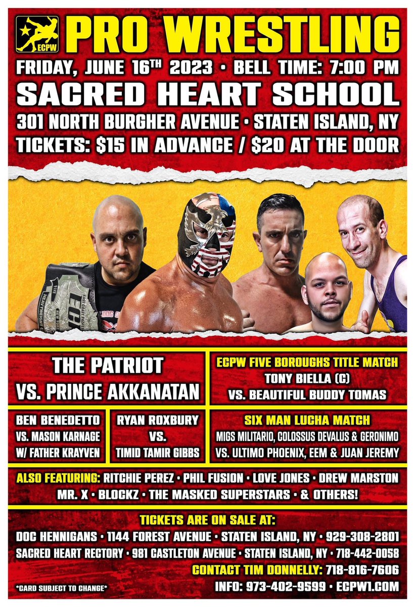 facebook.com/events/s/ecpw-… hola #cornerman friends Familia & fans I will be in #statenisland come see some #prowrestling #wrestling #luchalibre #SportsEntertainment #performingarts #performanceart 6/16/23 #ecpw @ECPWAdrenaline #nyc #SmackDown #wwesmackdown #FridayMotivation