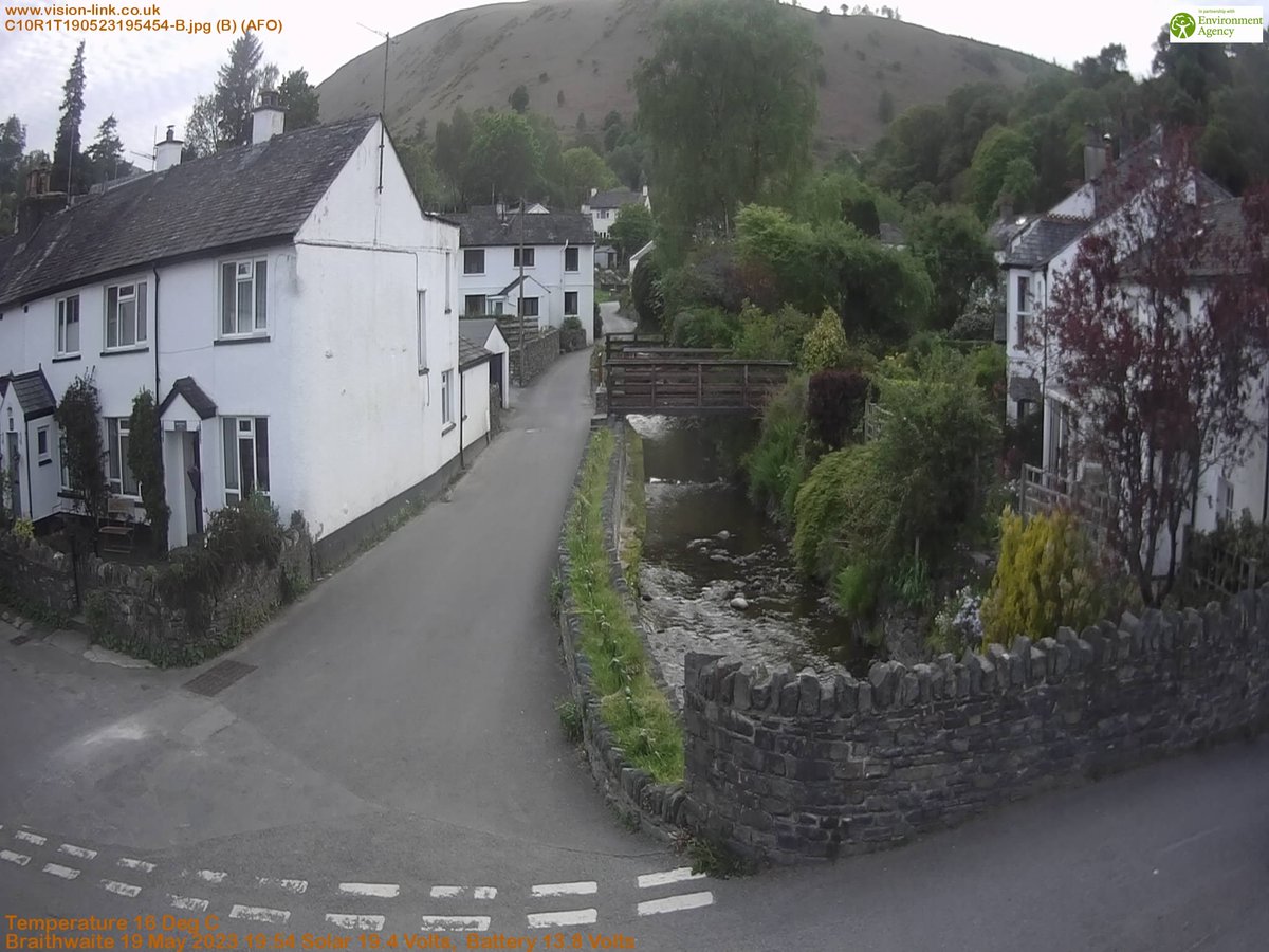 Monitoring the local river levels in Braithwaite for the flood group on 19 May 2023 19:54