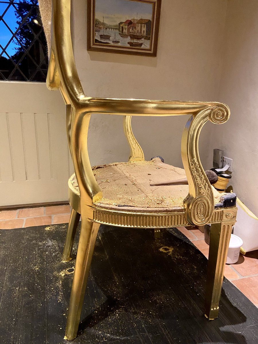 selectdecorator's tweet image. Had the honour of restoring / gilding three amazing thrones. It was a labour of love using old techniques like rabbit glue. And £1,500 worth of gold leaf