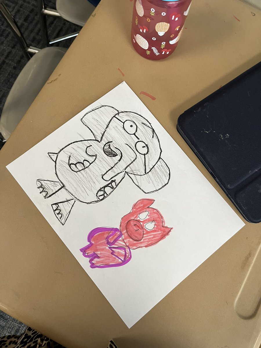My students have recently become fascinated with Elephant &amp; Piggie books. We decided to create our own drawings of the 2 friends today! <a href="/The_Pigeon/">The Pigeon</a> 🐘🐖
