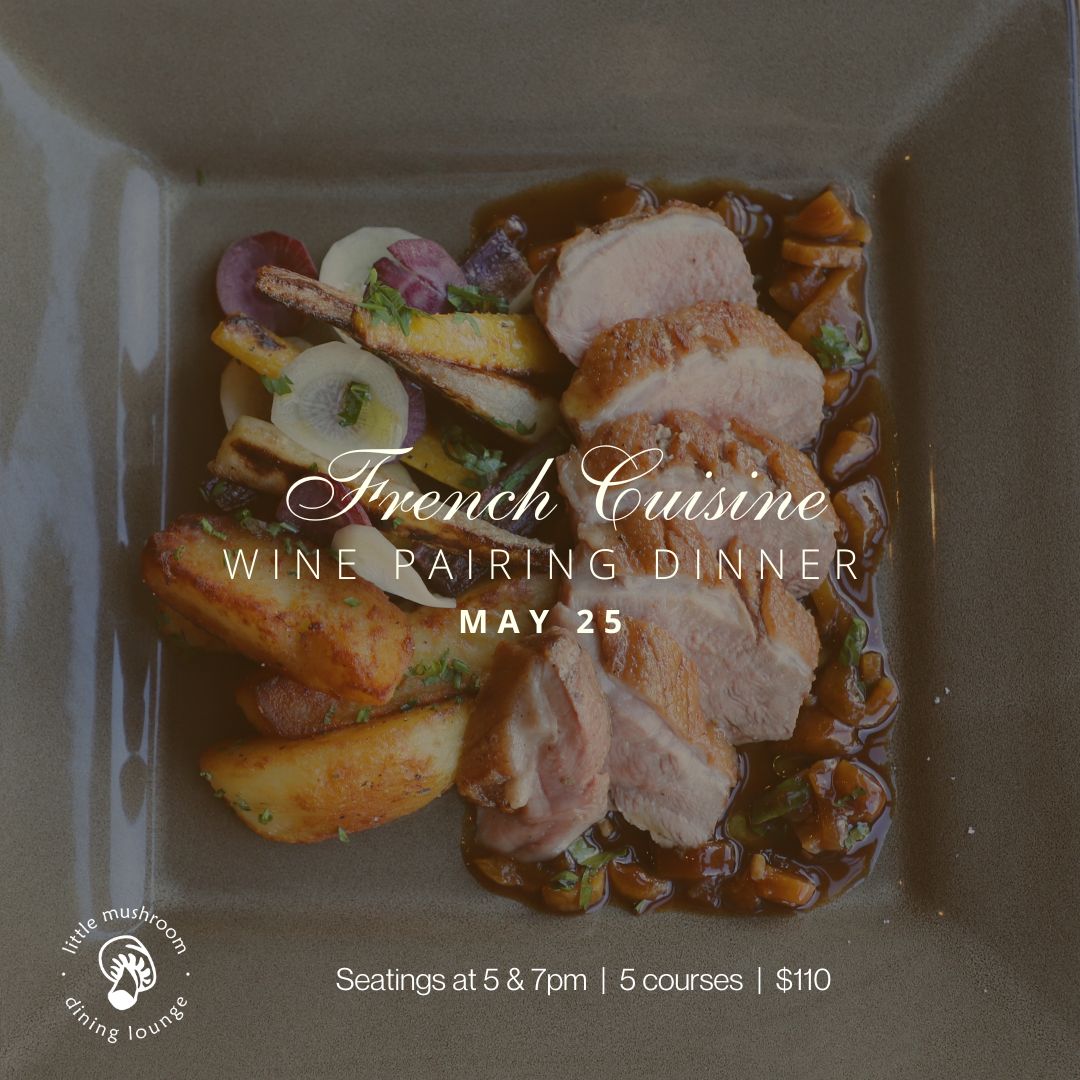 Join us for an extraordinary evening of French cuisine at Little Mushroom Dining Lounge. Indulge in five courses crafted by our talented chef Sydney Lutz, each paired with a glass of local Ontario wine. Tickets: eventbrite.ca/e/french-cuisi…