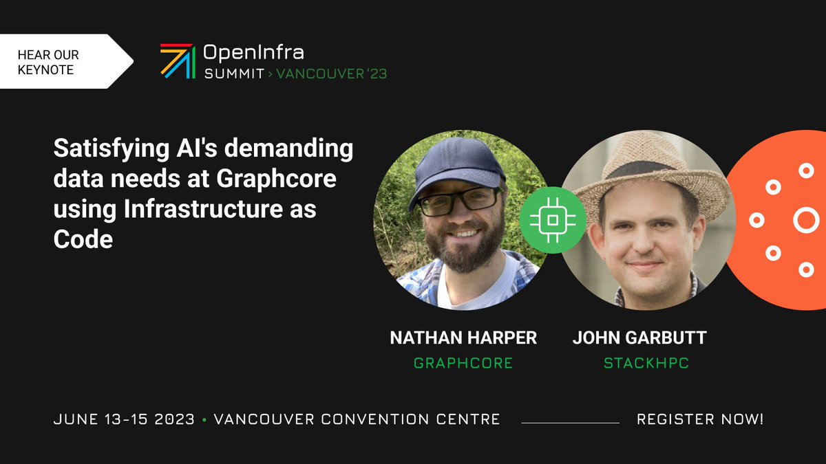 openinfradev's tweet image. During the #OpenInfraSummit Keynotes next month, Nathan Harper from @graphcoreai and John Garbutt @stackhpc will discuss how they have adopted #OpenStack as the reference platform for building platforms, services and entire clouds. ow.ly/b6Tw50Oos3m