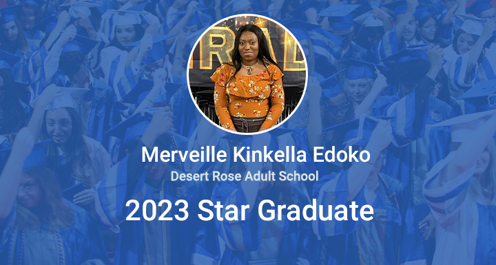 ClarkCountySch's tweet photo. Merveille Kinkela Edoko is a true example of a Star Grad! After graduation, Merveille plans on pursuing a career in healthcare! Read more about her story here: https://t.co/Pumd4Dcg1E #StarGrad #WeAreCCSD https://t.co/wF6r6lh3vb