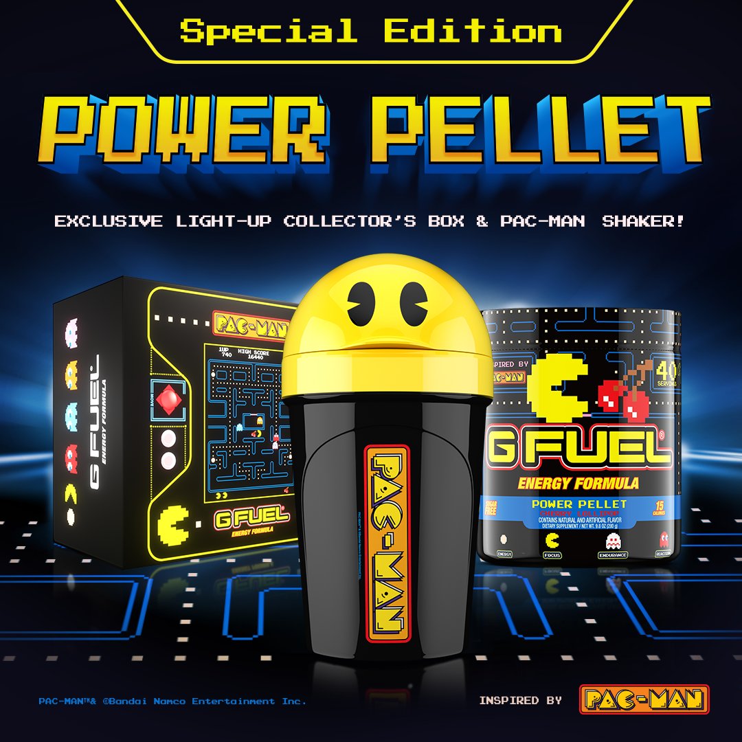 ❤️ 𝗟𝗜𝗞𝗘 + 𝗥𝗧 + 𝗙𝗢𝗟𝗟𝗢𝗪 to win a PREMIUM Cherry Lollipop @officialpacman x #GFUEL '𝗣𝗢𝗪𝗘𝗥 𝗣𝗘𝗟𝗟𝗘𝗧' LIGHT-UP Collector's Box! 😋 2 winners picked on Monday bc these babies are NOW AVAILABLE! 🛒 𝗦𝗛𝗢𝗣: GFUEL.ly/power-pellet-tw